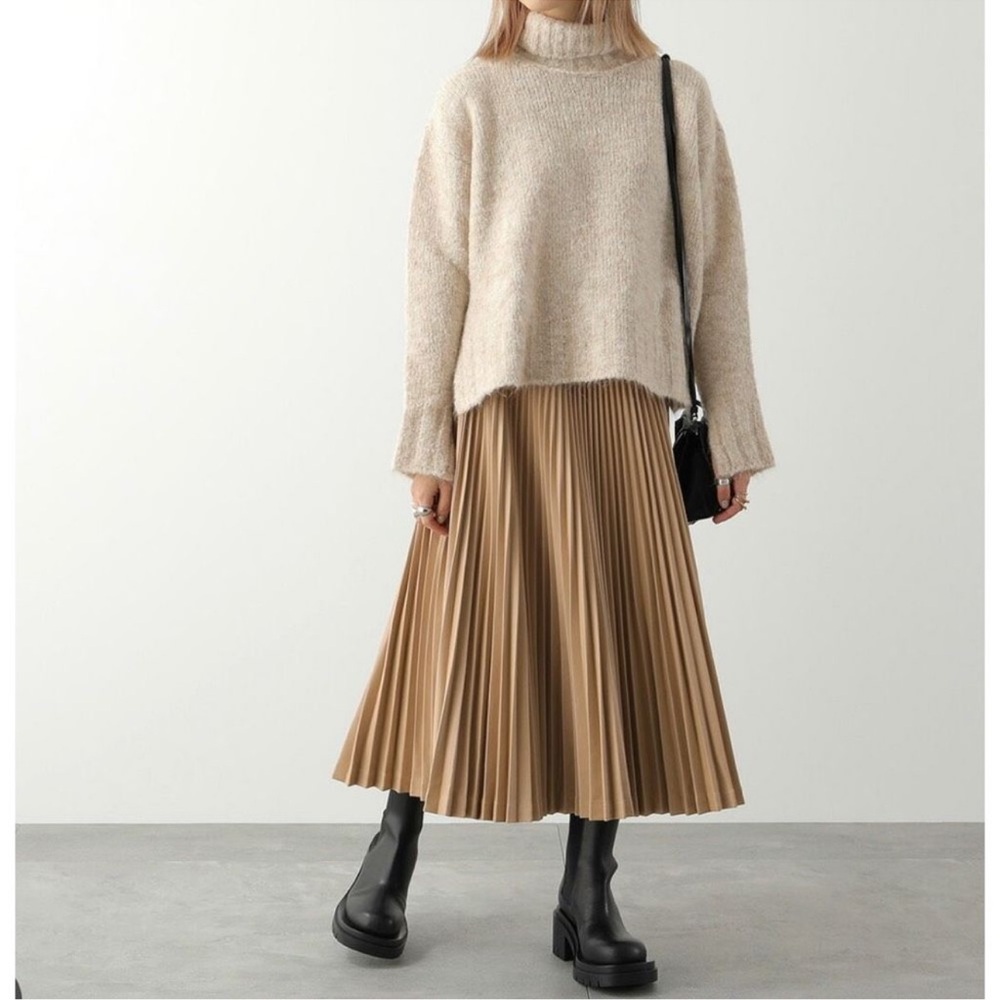 NWT 3.1 PHILLIP LIM Pleated Faux Leather Midi Skirt Size 8